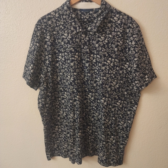 Perry Ellis Floral Pima Cotton Blend Black Polo Shirt Mens XXL - Picture 1 of 11